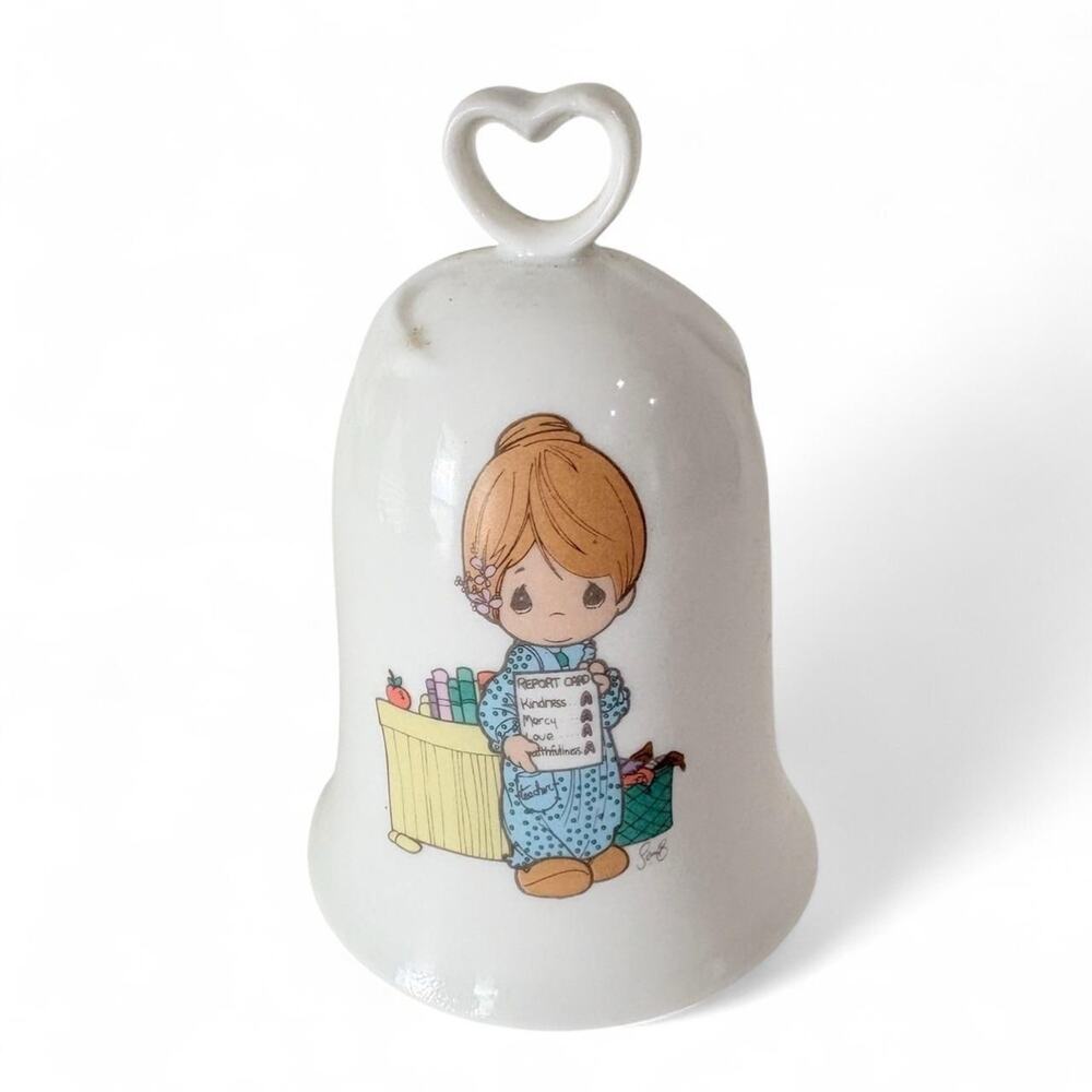 Precious Moments Teacher's Bell Love Never Fails 138347W 1994 4 1/4" x 3"